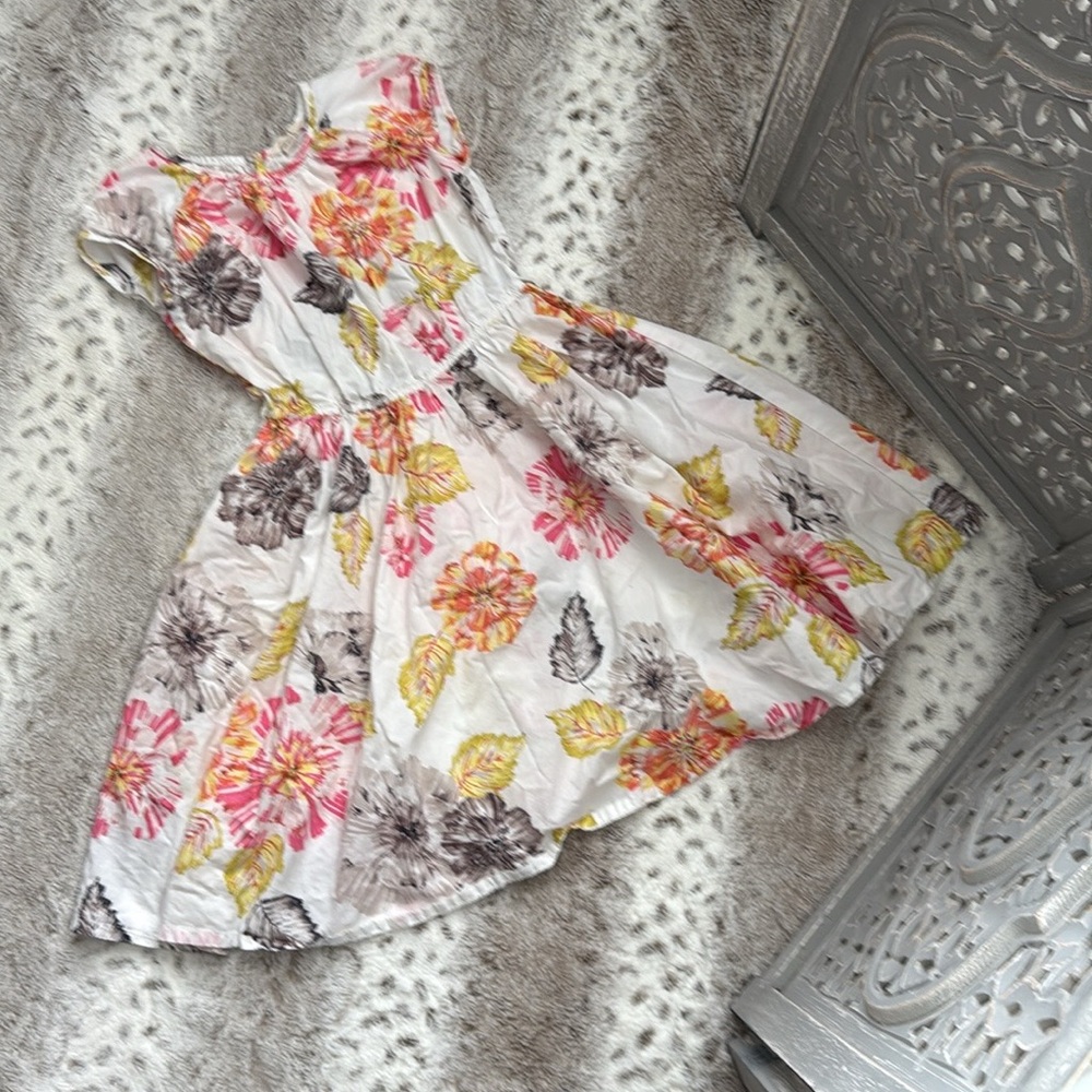 Lands’ End Kids floral dress girls size 7 pastel garden party softgirl coastal